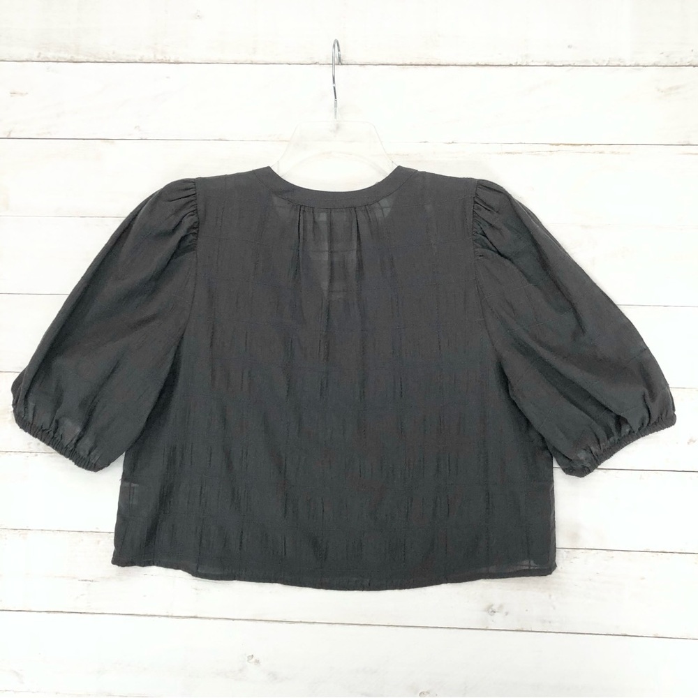NWOT a.n.a. Puff Sleeve Top • Sz L • Dark Gray - Picture 3 of 11